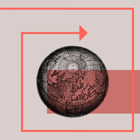 Grafik med pil pg jordklode