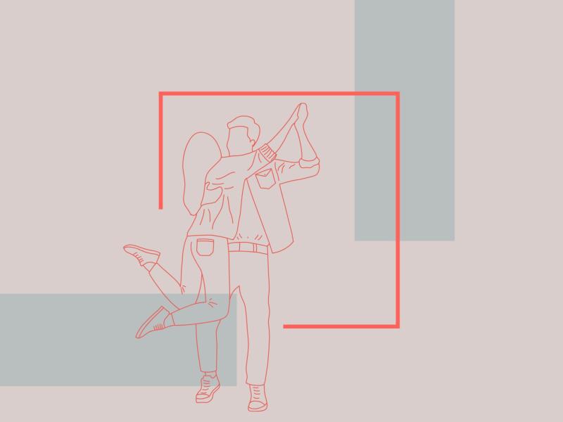 En illustration af et dansende par.